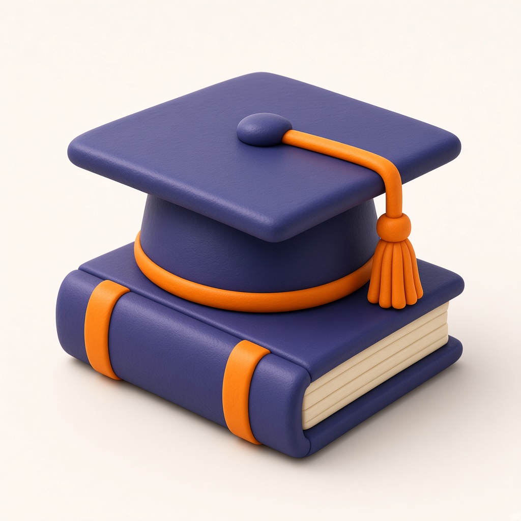 Graduation cap on a book — learning and institutional education